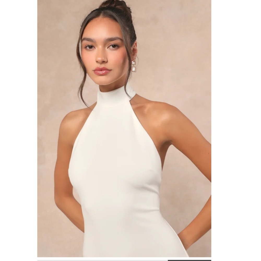 Lulus Alaura White Backless Halter Maxi Dress Open Back Small - Picture 9 of 10